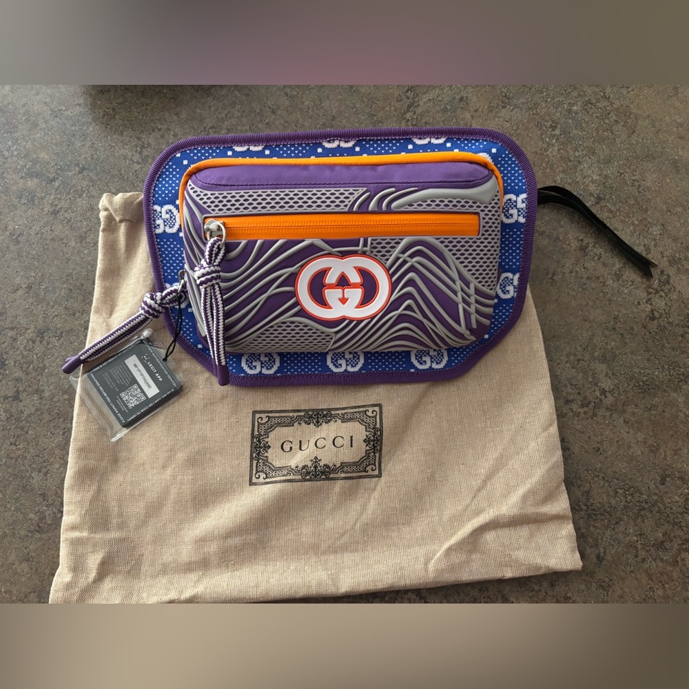 Gucci GG Nylon Waist Pouch/Belt Bag- Multicolor- Purple/Orange/Blue